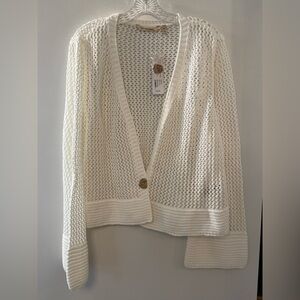 Soft Surroundings Women's Bright White Sakari Cardigan XL Cardi Knit Sweater NWT